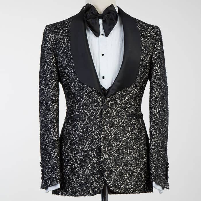 Black and White Woven Damask Tuxedo