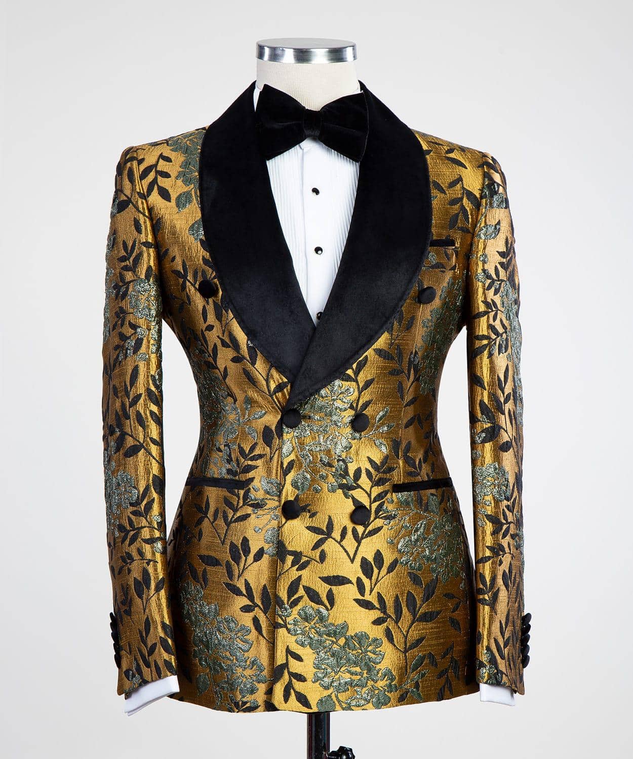 Black and Gold Leaf Jacquard Tuxedo